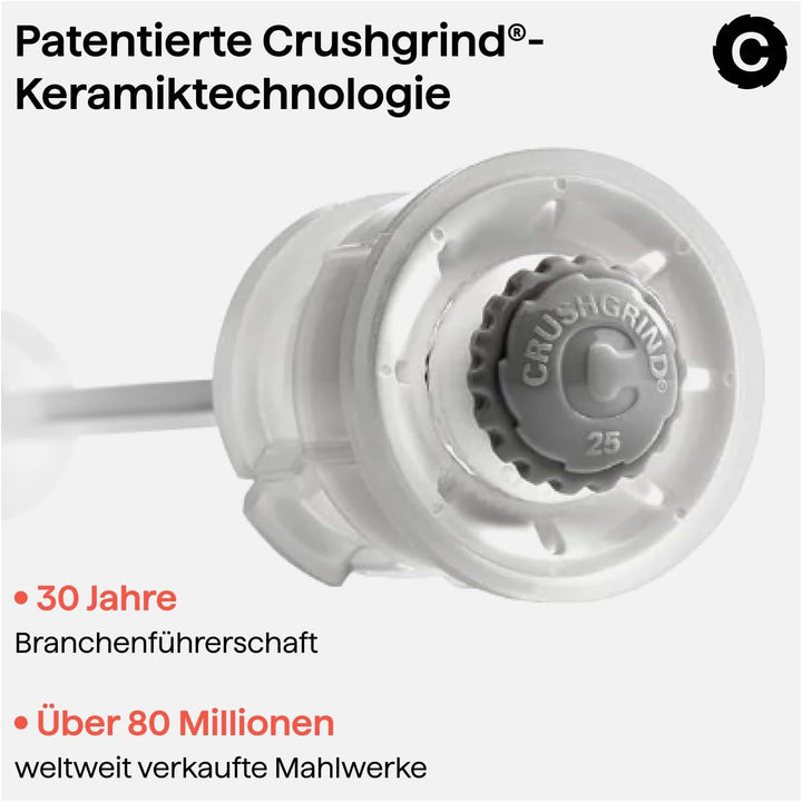 Crushgrind Champagne Gewürzmühle Set aus Eiche mit Keramikmahlwerk | 2x Salz und Pfeffermühle mit ve