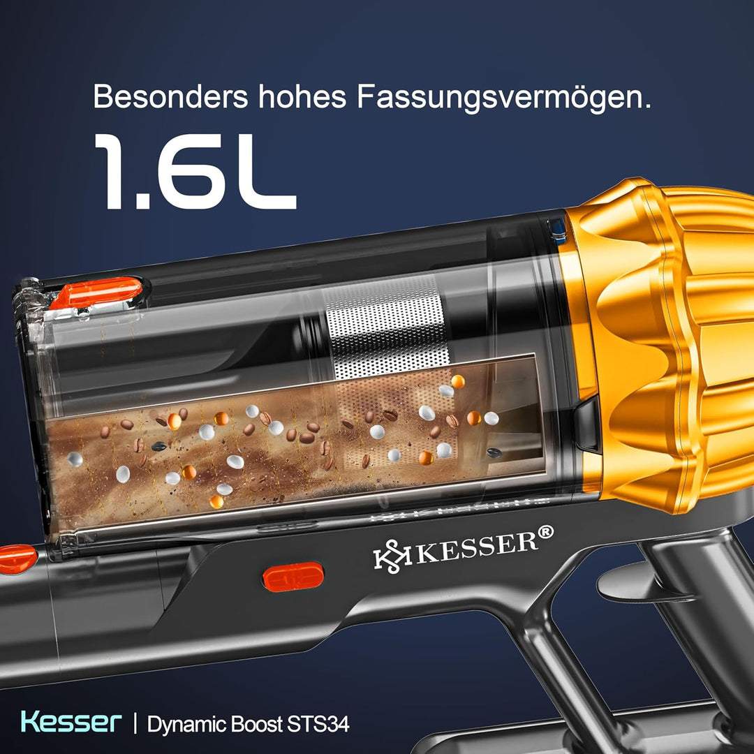 KESSER® Akku Staubsauger kabellos bis 70 Min. Laufzeit &amp; Leise | Akkustaubsaguer mit LED Display Sta