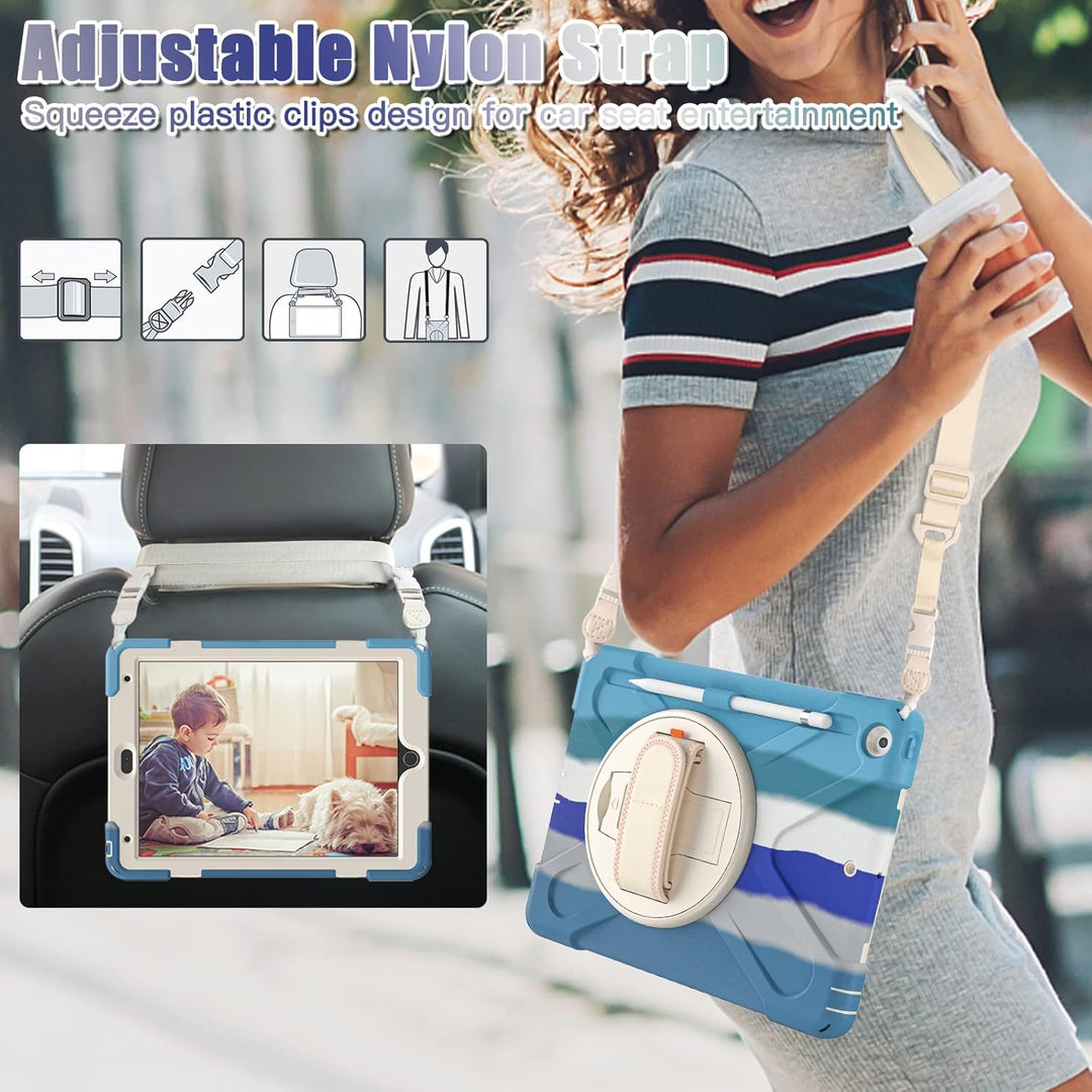 UFinetech iPad 9 Generation Hülle, iPad 10.2 Hülle, iPad Case 7./8., 360 Drehbarer Ständer Handschla