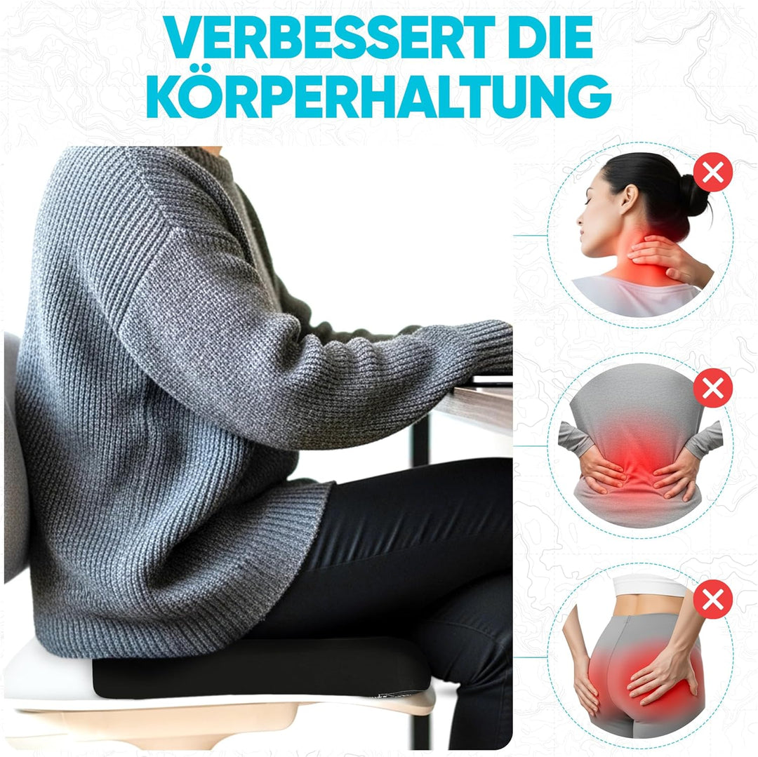 FORTEM Sitzkissen, Sitzpolster, Bürostuhlkissen, Memory-Schaum Schreibtischstuhl Kissen, Rutschfeste