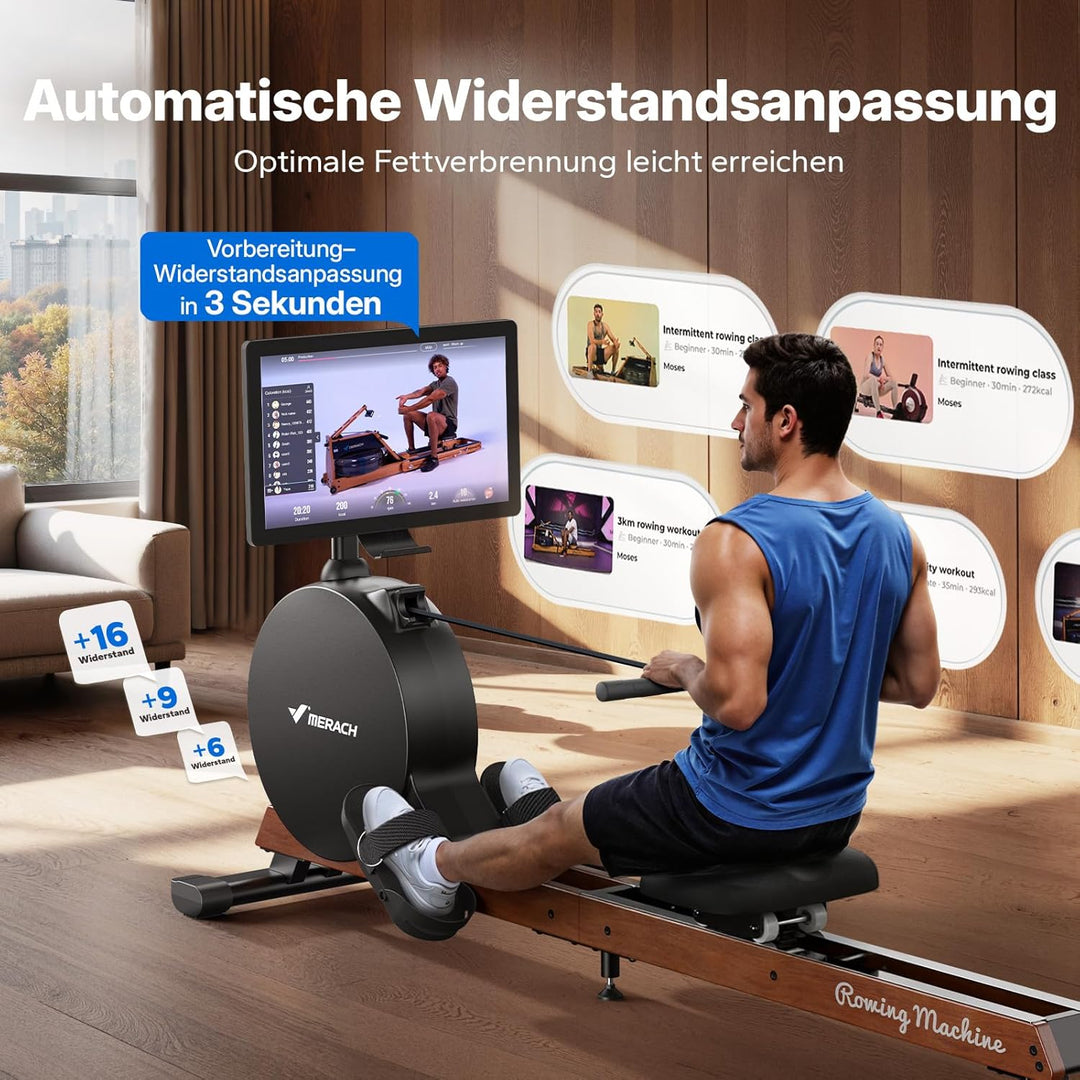 MERACH Rudergerät für Zuhause, Eigenerzeugung, Verbesserter Magnetischer Spitzenwiderstand von 60 kg