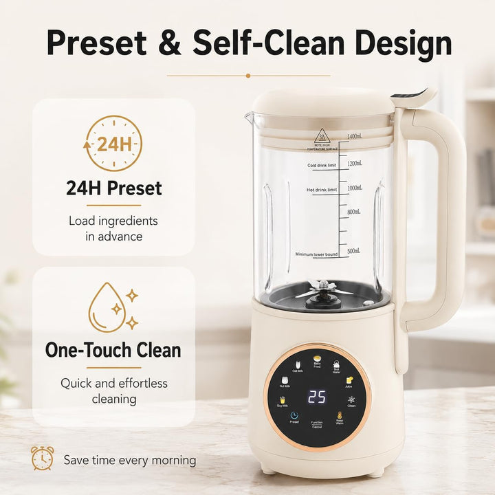 Sojamilchmaschine, 1,4 l, automatische Pflanzenmilchmaschine, mit LED-Touchscreen und Griff, stabile