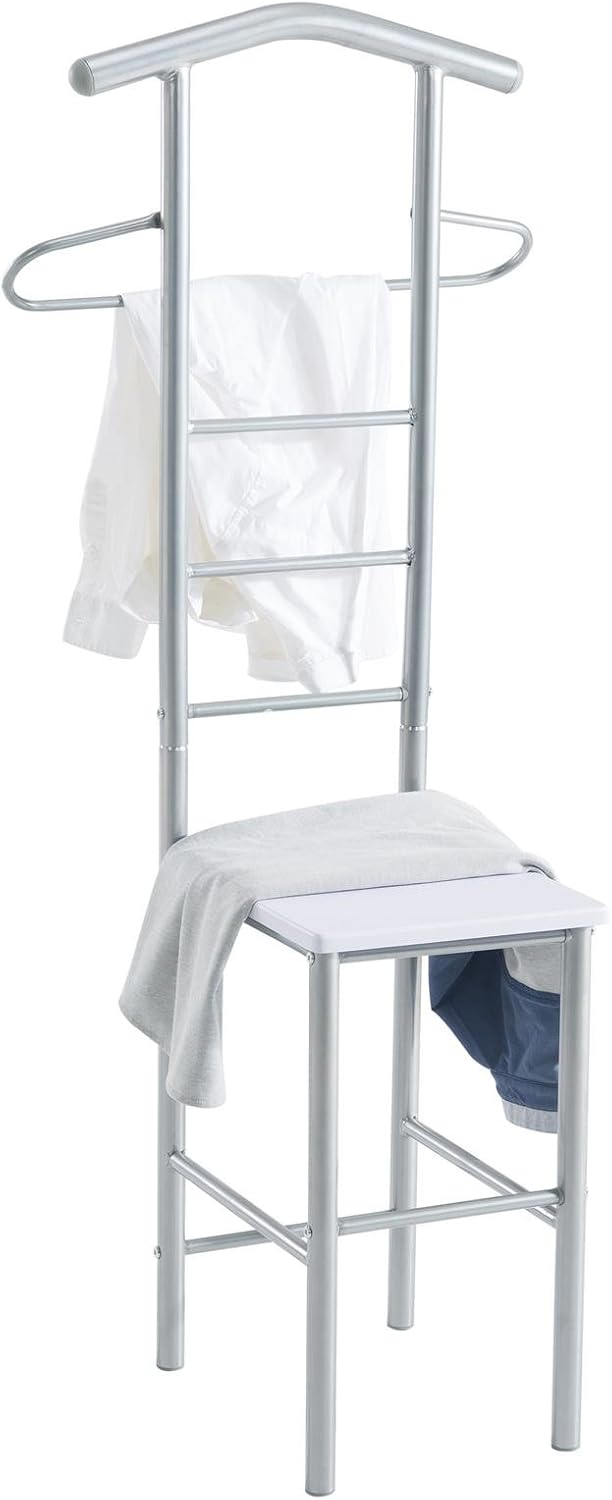 CARO-Möbel Herrendiener Stummer Diener Kleiderständer JIVO, in weiss alufarben,121 cm, Garderobe mit
