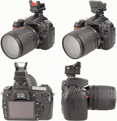 Minadax Red Dot Punkt Visier für kleine Kameras + Hotshoe Adapter | für schnelle Ziele | Sportfotogr