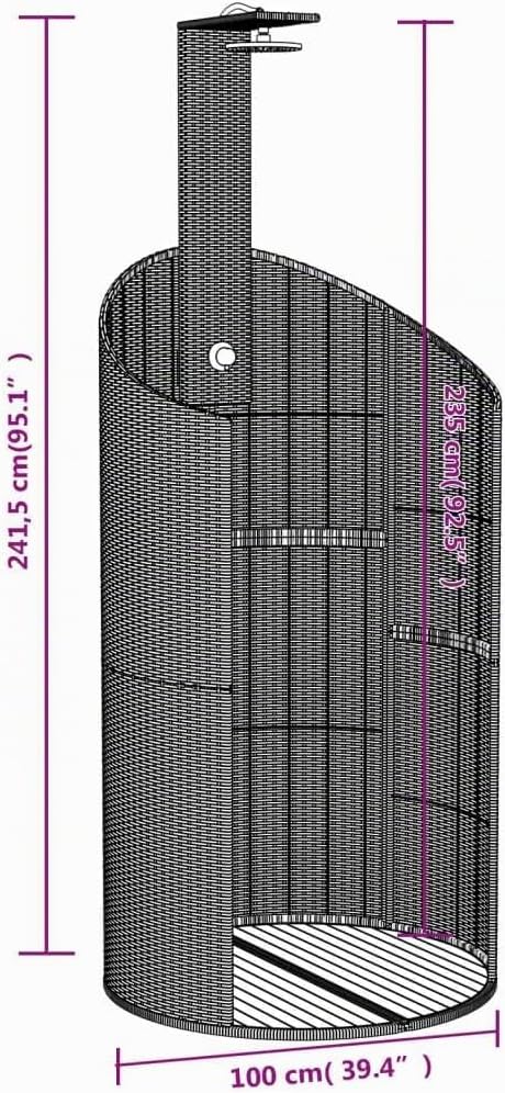 Faroom Rattan Gartendusche mit 180° Regenduschkopf Grosser Pooldusche mit Lattenboden Outdoor Dusche