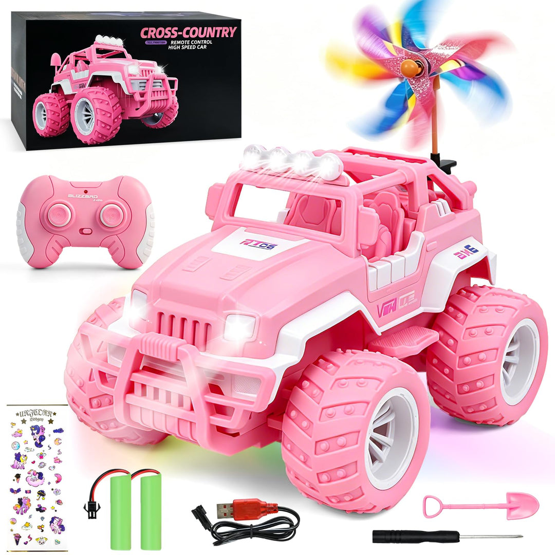 Ulikey Ferngesteuertes Auto, Off Road Auto mit LED Scheinwerfern, 1:16 SUV Pink Jeep, Offroad Auto K