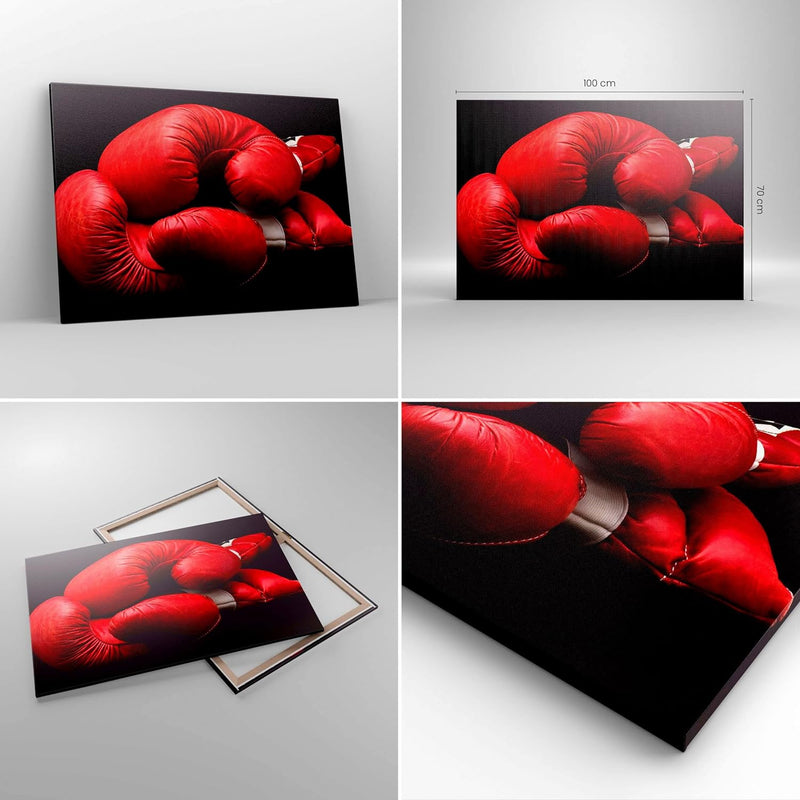 Bilder auf Leinwand 100x70cm Leinwandbild Sport Handschuhe Leder Wettkampf Gross Wanddeko Bild Schla