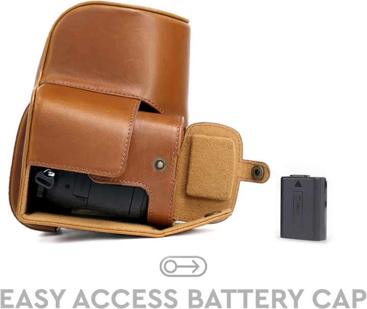 MegaGear Sony Cyber-Shot DSC-RX10 IV, DSC-RX10 III Ever Ready Leder Kamera-Case mit Trageriemen und