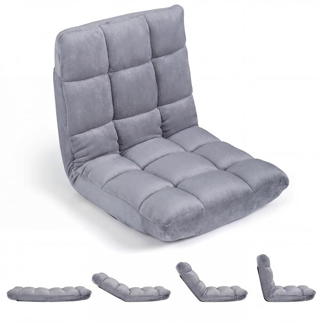 RELAX4LIFE Bodenstuhl klappbar, Bodensessel mit Liegefunktion (Grau) | Bodensitz mit Verstellbarer R