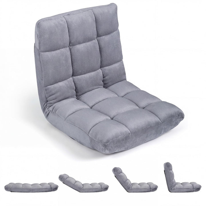RELAX4LIFE Bodenstuhl klappbar, Bodensessel mit Liegefunktion (Grau) | Bodensitz mit Verstellbarer R