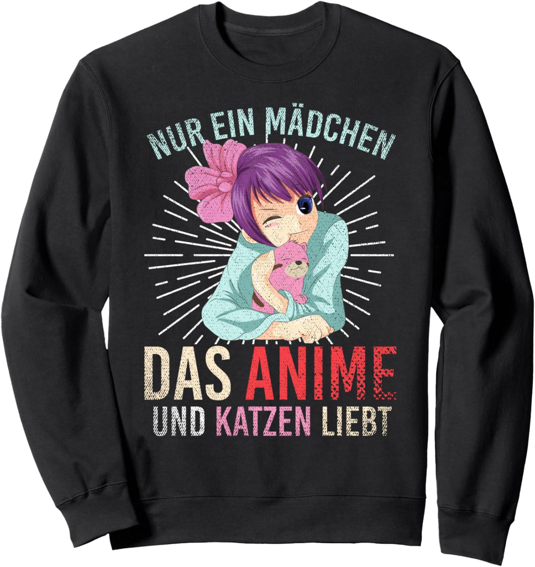 Nur ein Mädchen das Anime und Katzen liebt Japan Manga Anime Sweatshirt