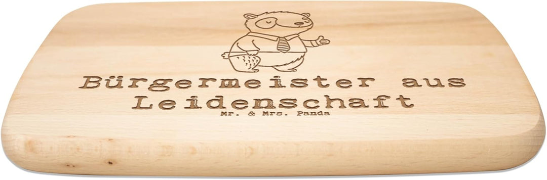 Mr. & Mrs. Panda küchenholzbrett Bürgermeister Leidenschaft - Geschenk, servierbrettchen, Stadt, Frü