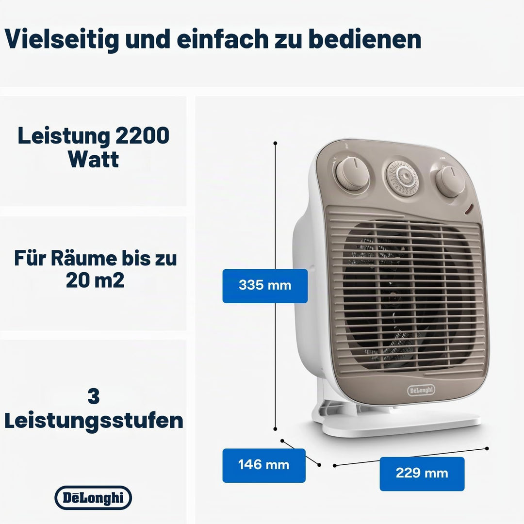 De'Longhi hfs50d22 Heizlüfter Vertical Edge, Weiss/Beige, Weiss/Beige
