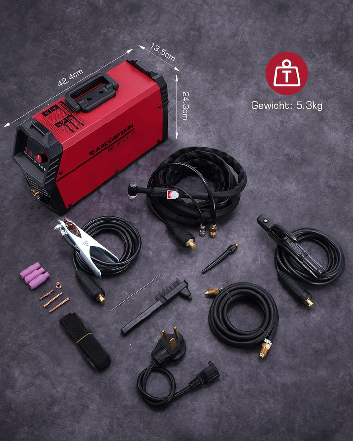 ARCCAPTAIN DC WIG Schweissgerät 200Amper IGBT - Kombi HF-Zündung TIG WIG Schweissgerät mit 200 Amper