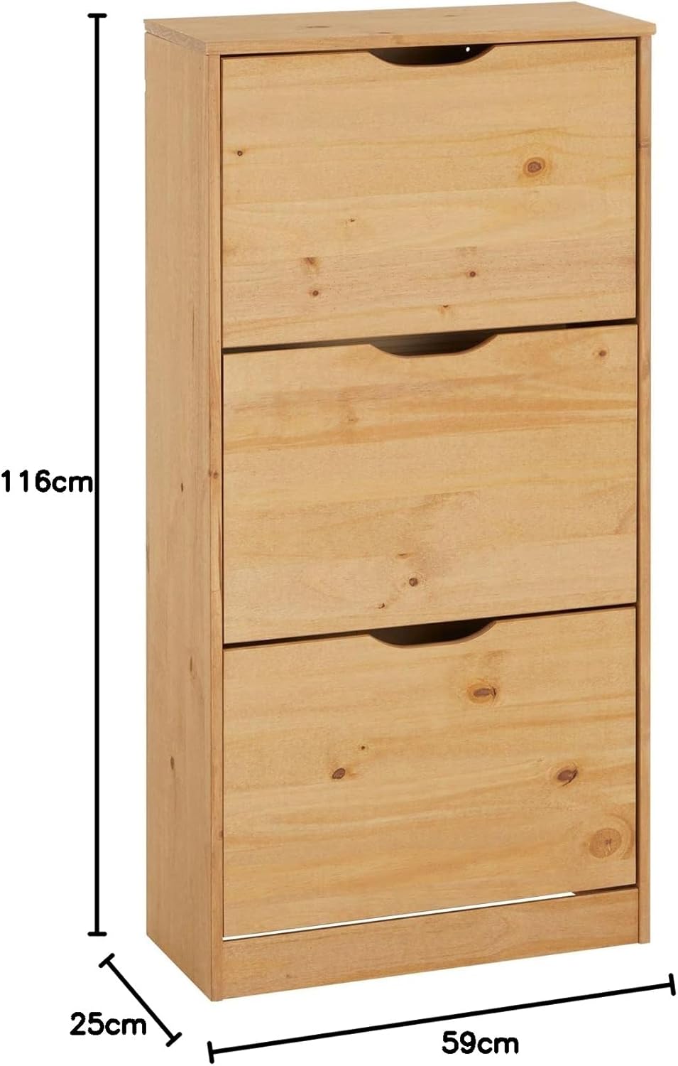 IDIMEX Schuhschrank Basil, schöner Schuhkipper mit 3 Klappen, praktische Schuhkommode aus Kiefer in