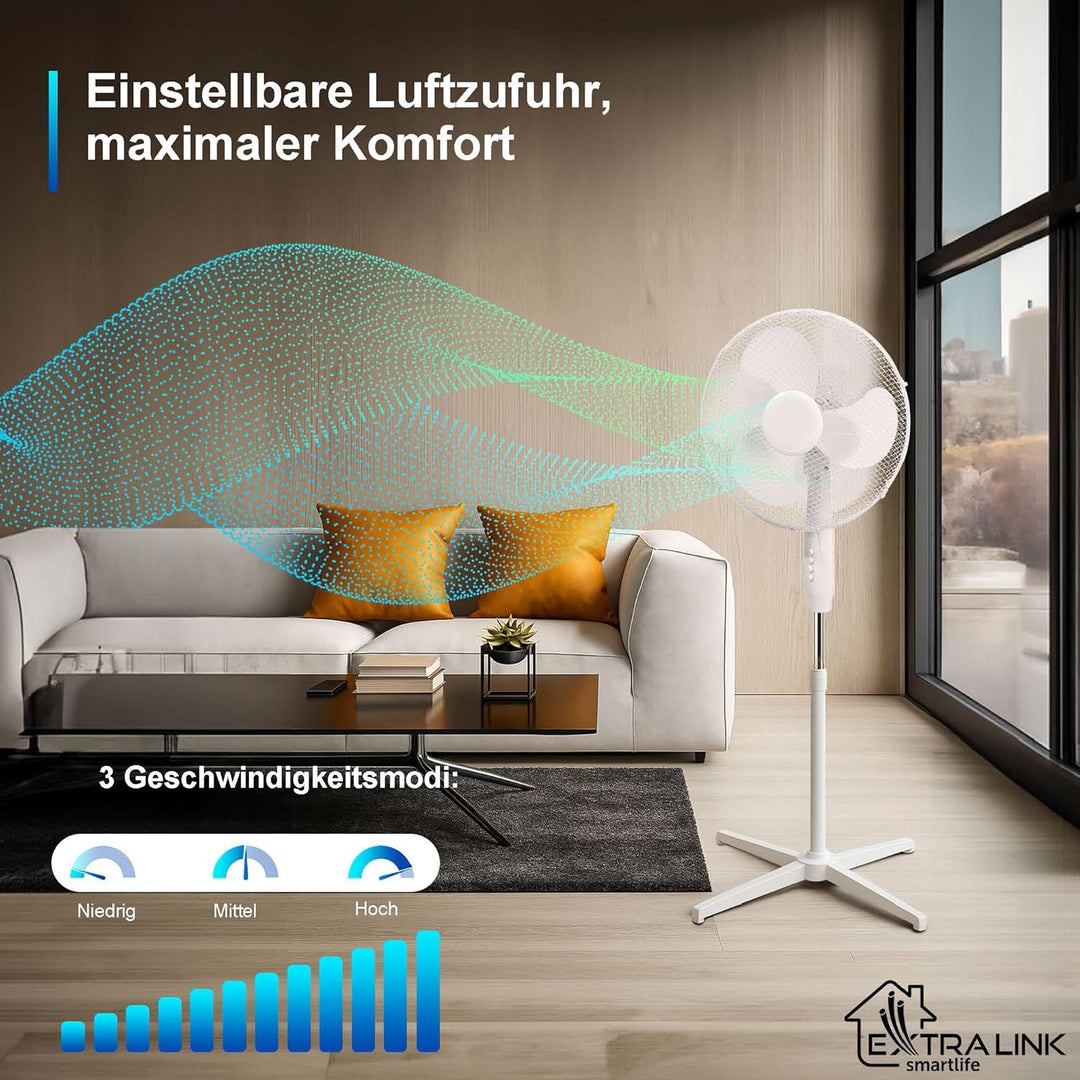 EXTRALINK Standventilator, Ventilator mit 3 Geschwindigkeitsstufen Durchmesser 40 cm Höhenverstellba