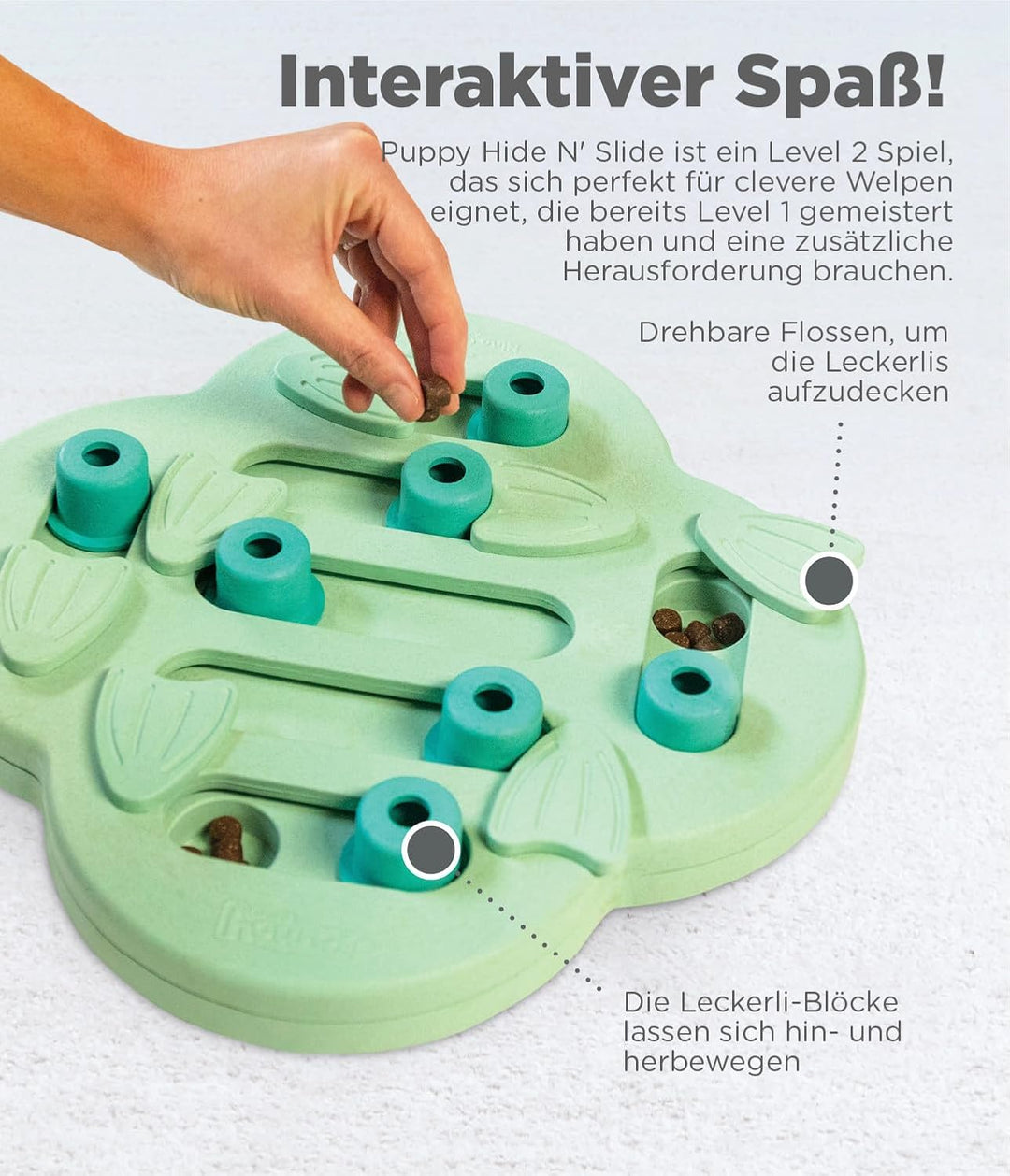Outward Hound Nina Ottosson Puppy Hide n' Slide - Interaktives Leckerli-Denkspielzeug für Hunde - Gr
