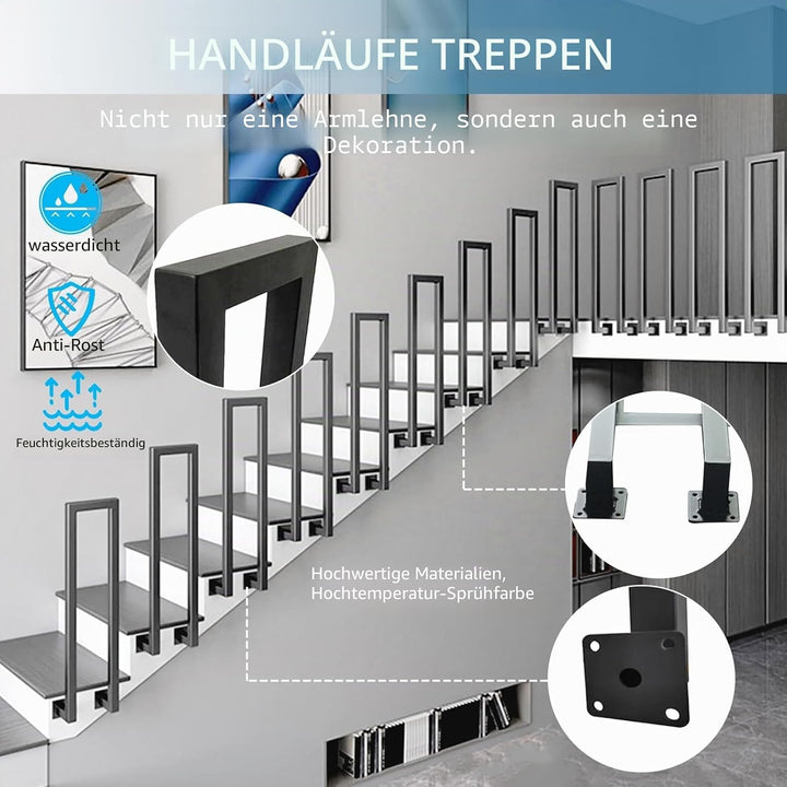 Treppengeländer Innen, U-FöRmige GeläNder Treppe, 35-110cm Handlauf Treppe,Metal GeläNder Drinnen/Ra