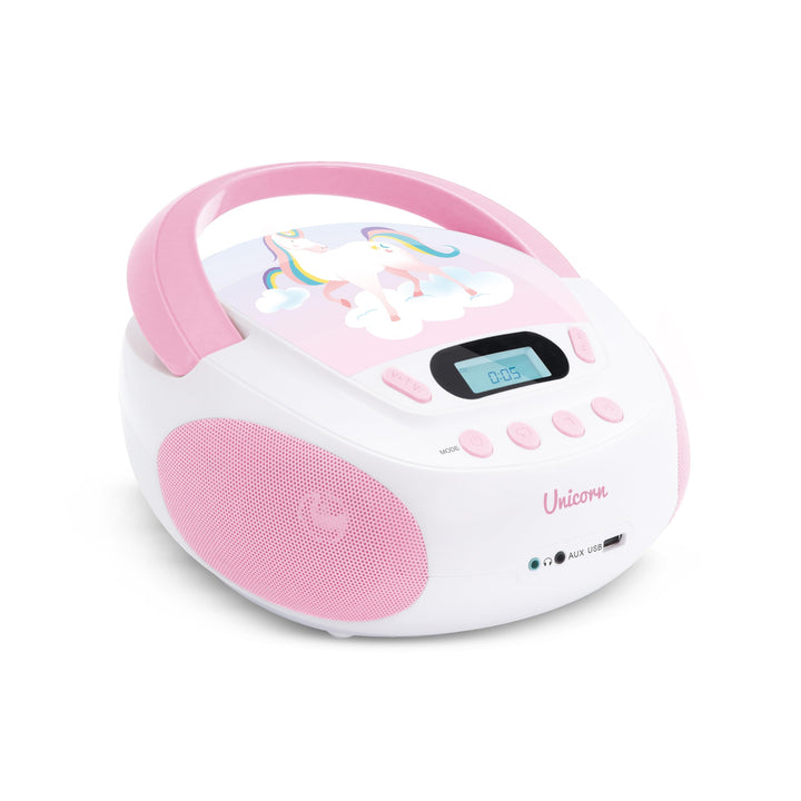MOOOV 477407 CD-Player Einhorn für Kinder, mit USB-Port Rosa, Rosa