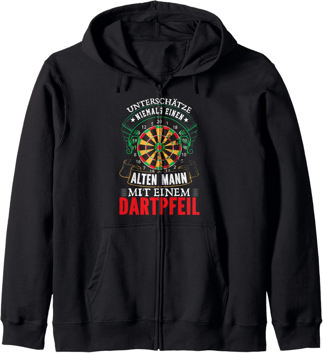 Darts - Unterschätze Niemals Einen Alten Mann Mit Dartpfeil Kapuzenjacke