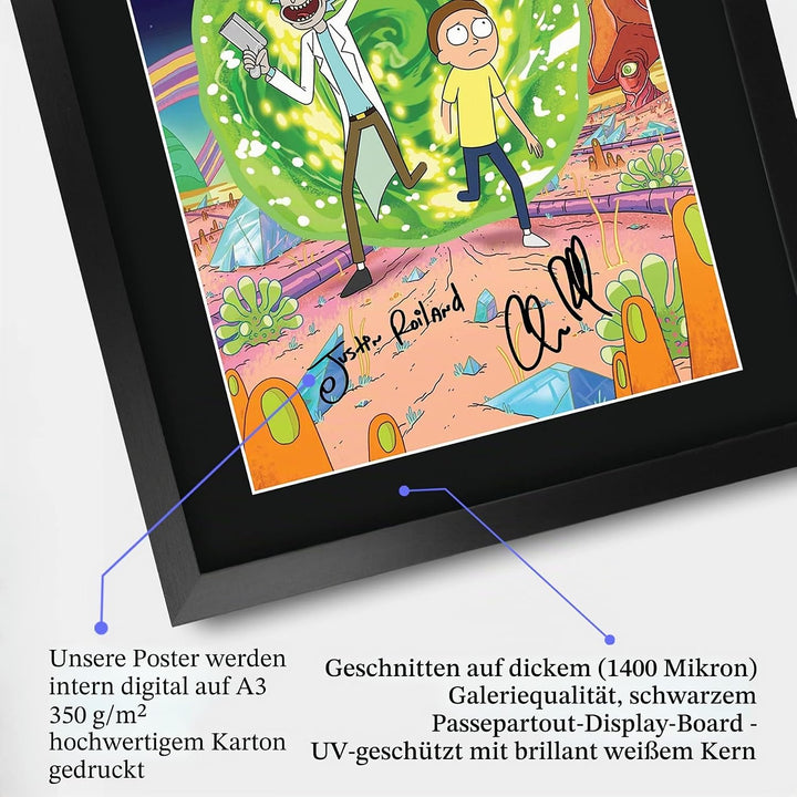 HWC Trading A3 FR Rick und Morty Justin Roiland Geschenke gedruckt Autogramm Bild für TV-Fanartikel