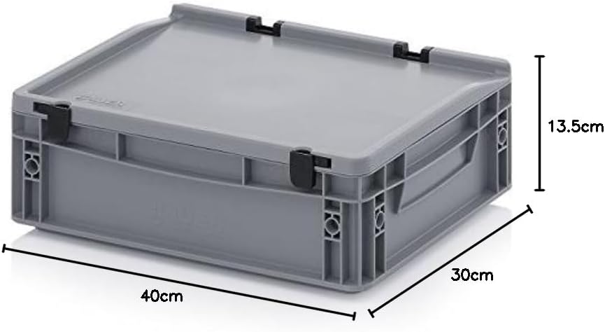 Auer Packaging 2x Eurobehälter 40 x 30 x 13,5 mit Scharnierdeckel inkl. gratis Zollstock * 2er Set