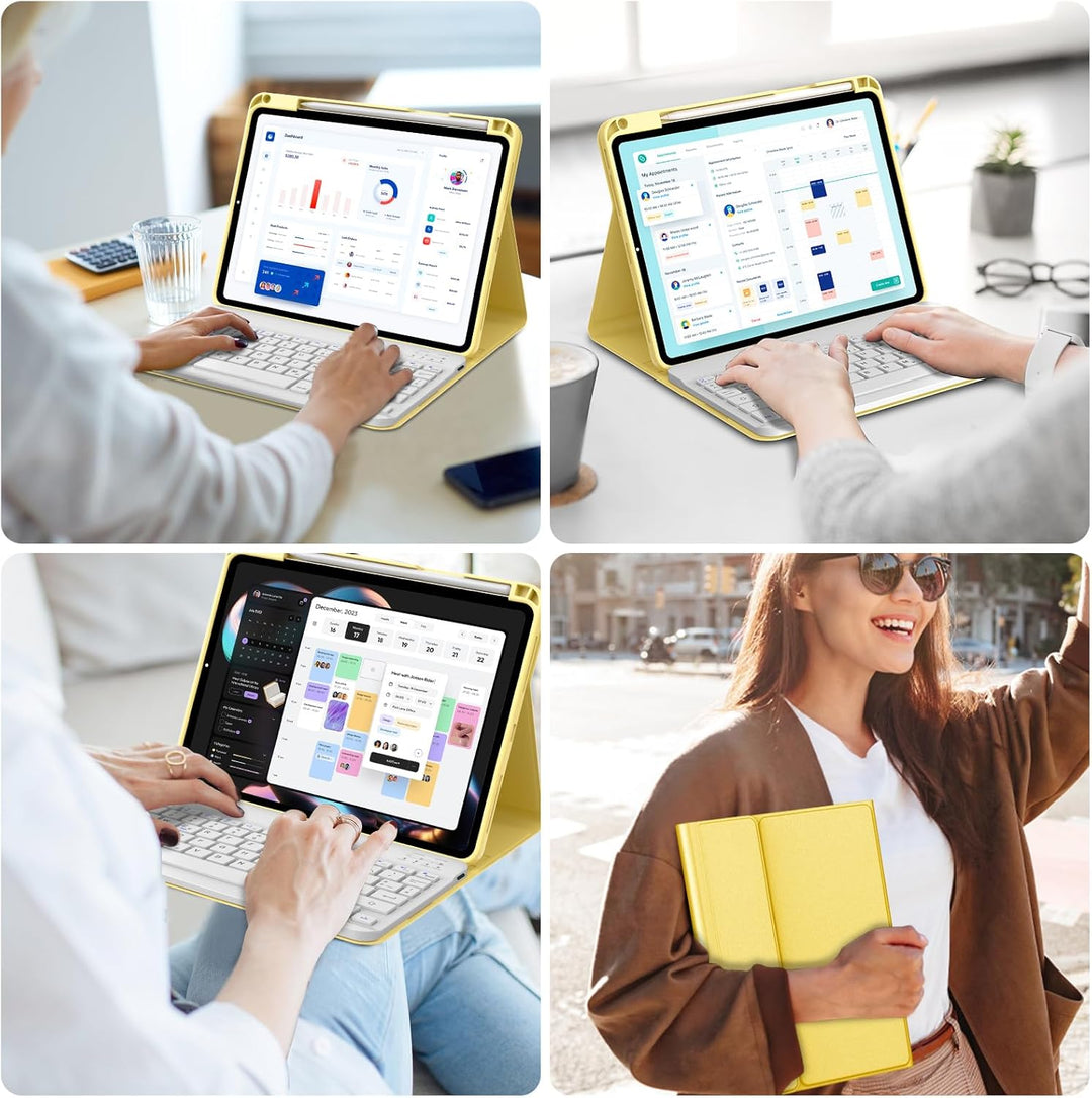 IVEOPPE Hülle mit Tastatur für iPad A16 11 Generation 2025/10 Generation 2022, Bluetooth Magnetische