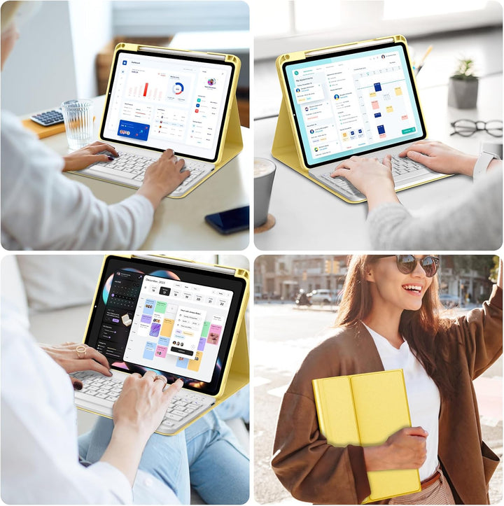 IVEOPPE Hülle mit Tastatur für iPad A16 11 Generation 2025/10 Generation 2022, Bluetooth Magnetische
