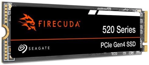 Seagate FireCuda 520 2TB interne SSD, M.2 PCIe Gen4, NVMe 1.3, bis zu 5000 MB/s, 3D TLC NAND, schwar