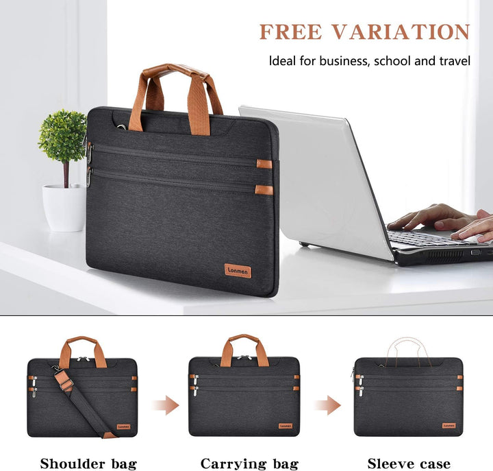 LONMEN 14 Zoll Laptop tasche Wasserdicht Schultertasche Tasche Kompatibel mit 15" MacBook Pro 2019 /