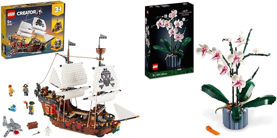 LEGO 31109 Creator 3-in-1 Piratenschiff Set & 10311 Icons Orchidee Bundle mit Orchidee Set, Bundle m