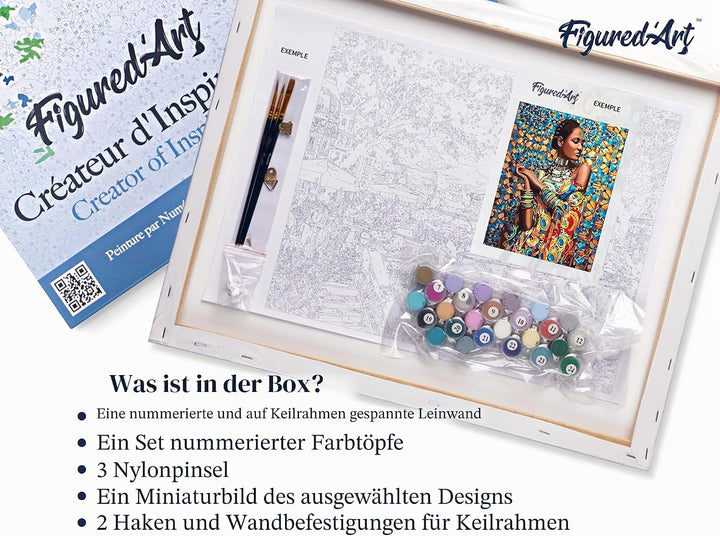 Figured'Art Malen Nach Zahlen Erwachsene Löwe in der Savanne - Paint by Numbers Basteln DIY Bastelse