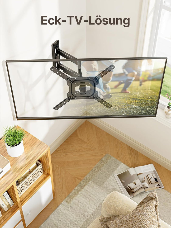 monTEK TV Wandhalterung für 23-65 Zoll Flach &amp; Curved Monitor bis zu 35kg, Schwenkbare und Neigbare
