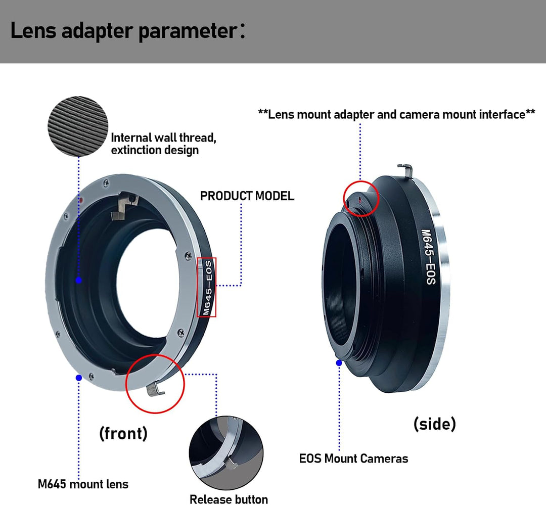 Mamiya 645-EOS Objektiv Adapter Adapterring,für Mamiya 645 M645 Objektiv Kompatibel für Canon EOS EF