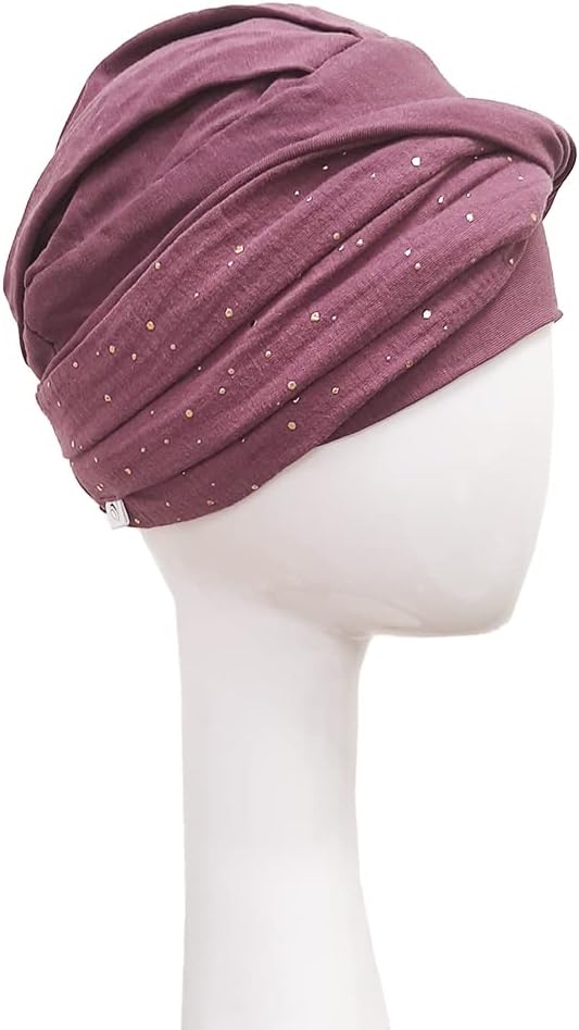 CAREBELL Elegance Malva Gold Bambus-Turban für Haarausfall