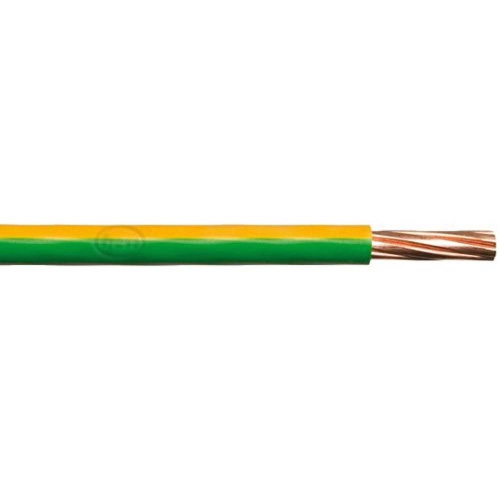 Merriway BH01443 10,0 mm Einadrige Erdkabel 6491X, 5 m, Gelb / Grün / Weiss, 5 m
