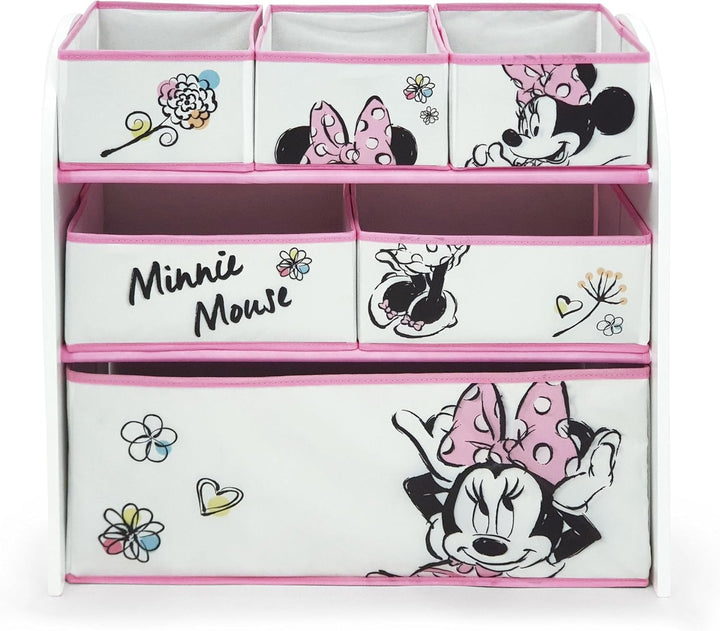 ARDITEX – Organizer aus Holz mit 6 Textilboxen mit Minnie-Mouse-Motiv von Disney – 62x30x60cm – Farb