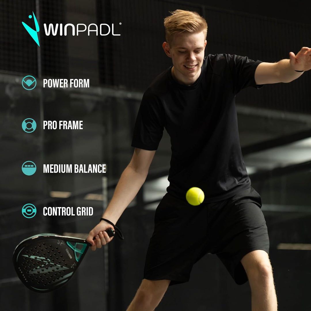 Padelschläger Zone One aus Carbonfaser - 100% Carbon-Rahmen, Soft-Eva-Kern, 365 g, Tropfenform, raue