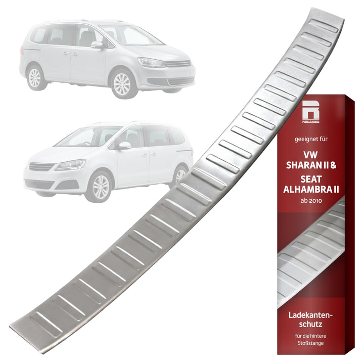 Ladekantenschutz Edelstahl MATT kompatibel für VW SHARAN II, SEAT ALHAMBRA II ab 2010 | premium Qual