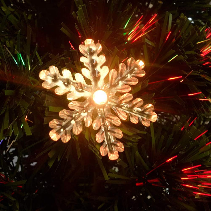 Aufun Künstliche Weihnachtsbäume 150CM Glasfaser Weihnachtsbaum mit Schneeflocken LED Beleuchtung fü