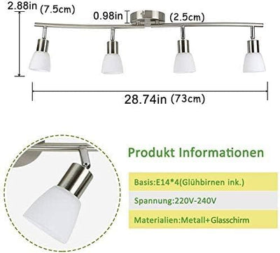 PADMA LED Deckenstrahler Deckenlampe schwenkbare Deckenleuchte Metall Chrom Spotbalken für Wohnzimme