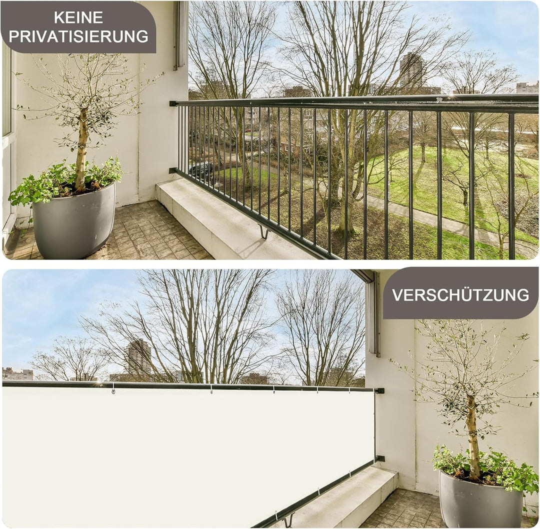 SUNNY GUARD Balkon Sichtschutz 90x800cm Balkonabdeckung PES UV-Schutz Balkonverkleidung wetterfester