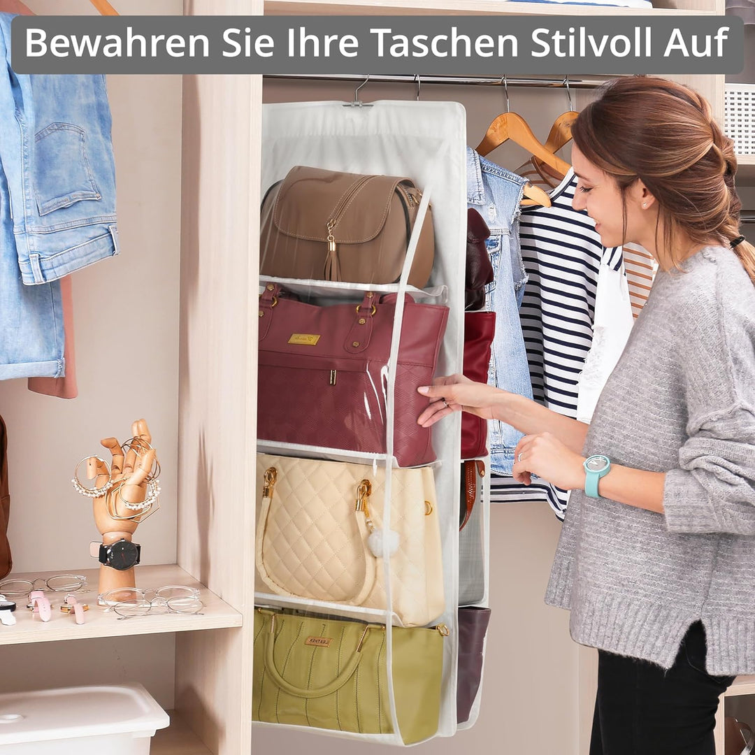 Winter Shore Handtaschen Aufbewahrung (2er-Pack) - Weisser Faltbarer Kleiderschrank Organizer Hängen