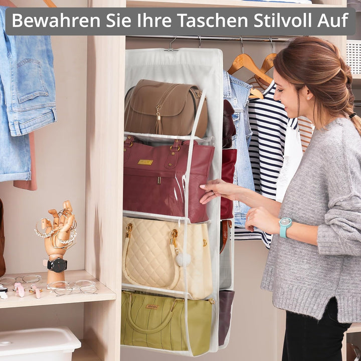 Winter Shore Handtaschen Aufbewahrung (2er-Pack) - Weisser Faltbarer Kleiderschrank Organizer Hängen