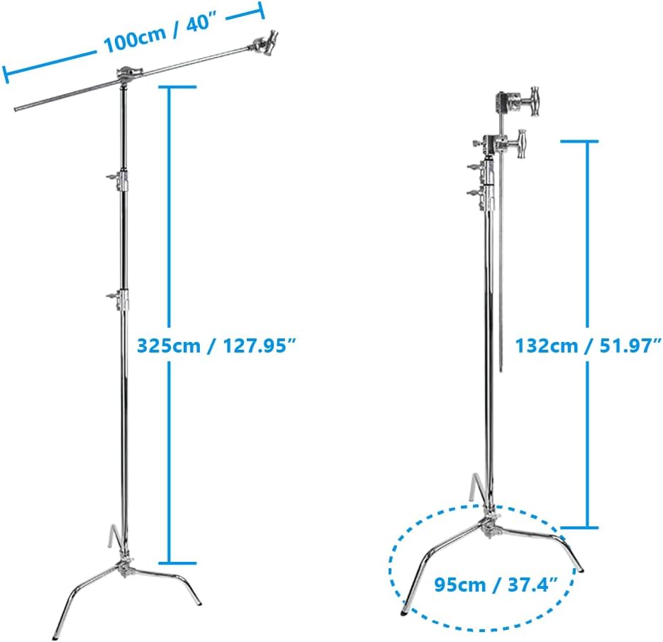 Kupo Master C-Stand mit verschiebbaren Beinen, 101,6 cm, Ständer 6,3 cm Griffkopf &amp; 101,6 cm Griffar