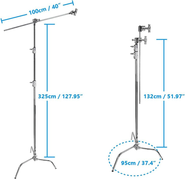 Kupo Master C-Stand mit verschiebbaren Beinen, 101,6 cm, Ständer 6,3 cm Griffkopf &amp; 101,6 cm Griffar