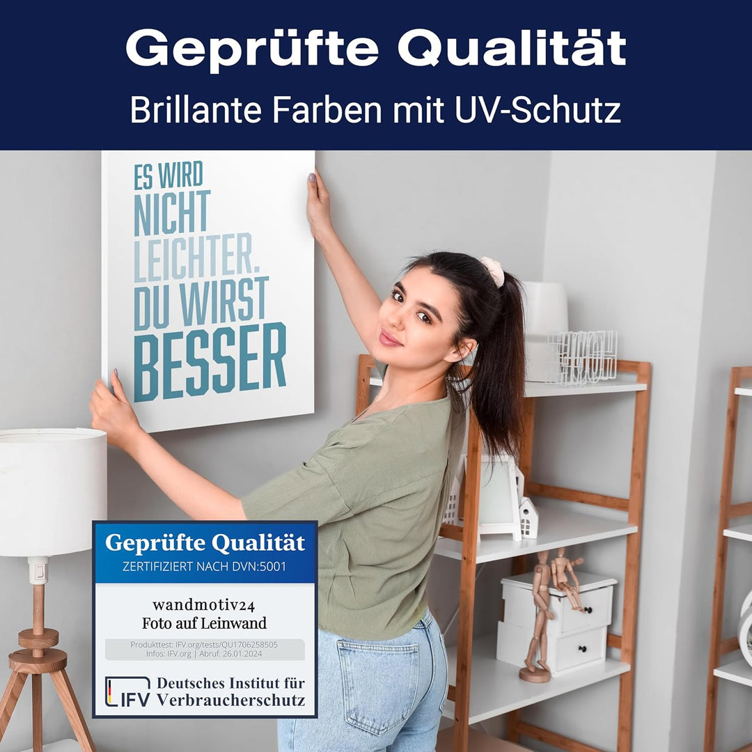 wandmotiv24 Motivations Motiv als Leinwandbild, 40x30cm, Hochformat, Motivation, du wirst Besser, We
