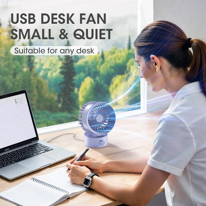 USB Ventilator Leise – Mini Tischventilator mit Stufenloser Regelung, Kleiner Schreibtischventilator