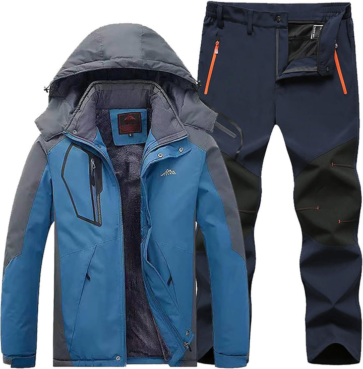 Skianzug Herren 2 Teilig Set - Schneeanzug Herren Zweiteilig Outdoor-Skikleidung Winddicht Ski Anzug