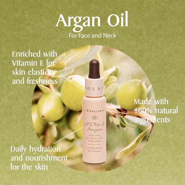 L'Erbolario Arganöl (Rein) für Gesicht, Hals und Dekolleté, 1er Pack (1 x 28 ml)